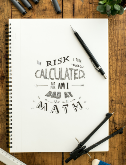 Risk joke on blank paper